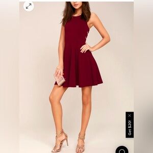 Call Back Wine Red Backless Skater Dress by 
Lulus